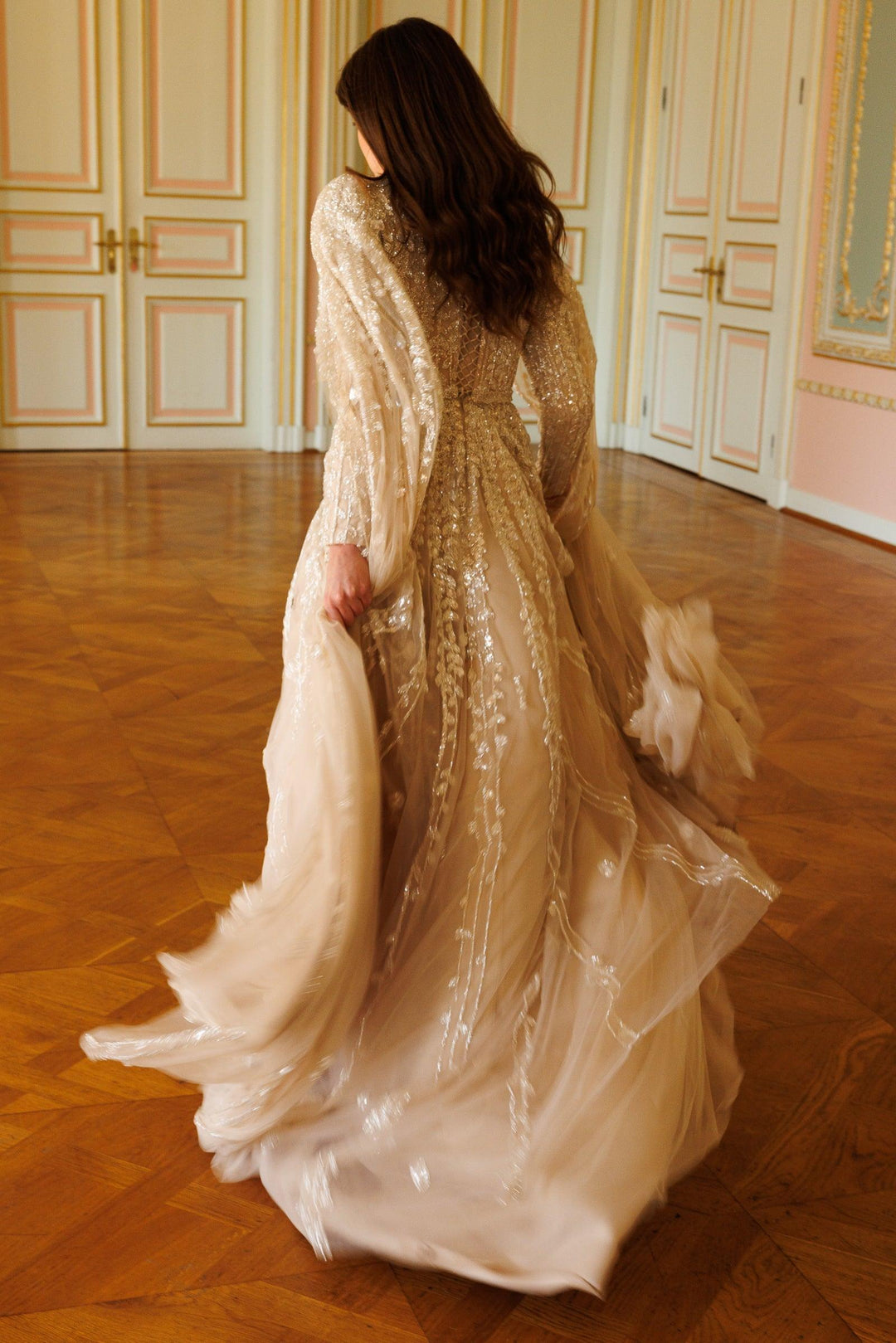 Bella Bej Pelerinli Elbise - MyRentalDress