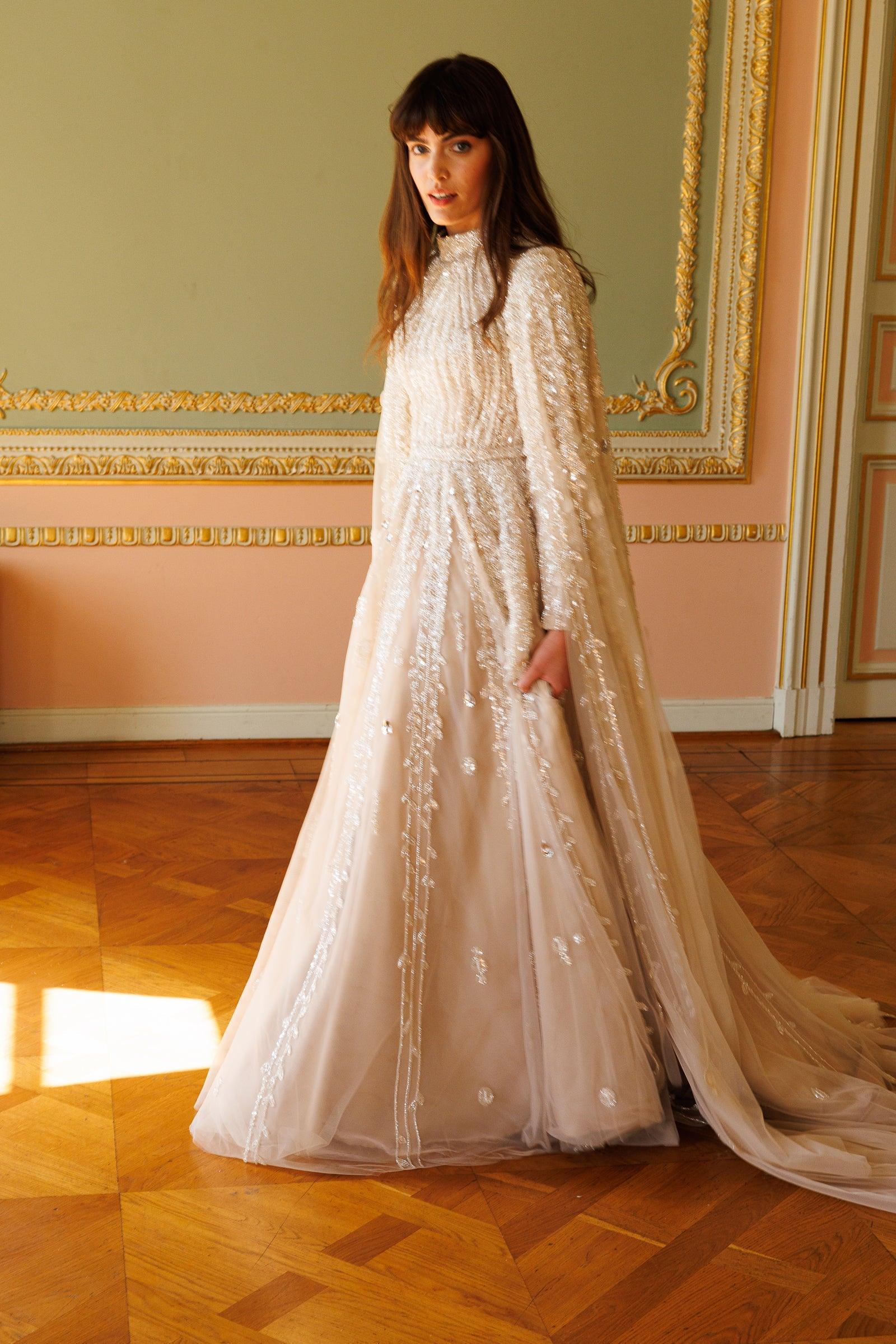 Bella Bej Pelerinli Elbise - MyRentalDress
