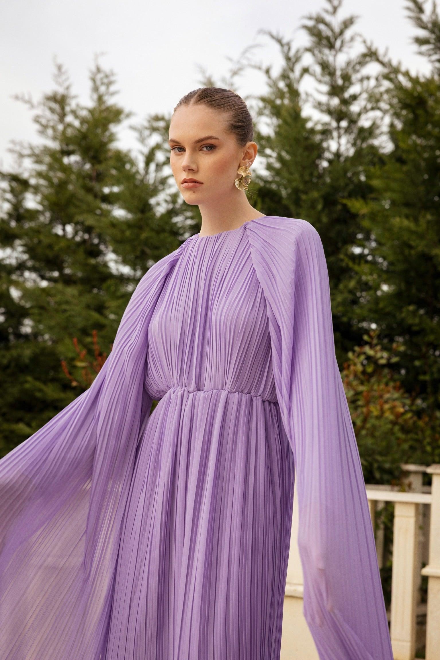 Lauren Lavanta Pelerinli Abiye Elbise - MyRentalDress