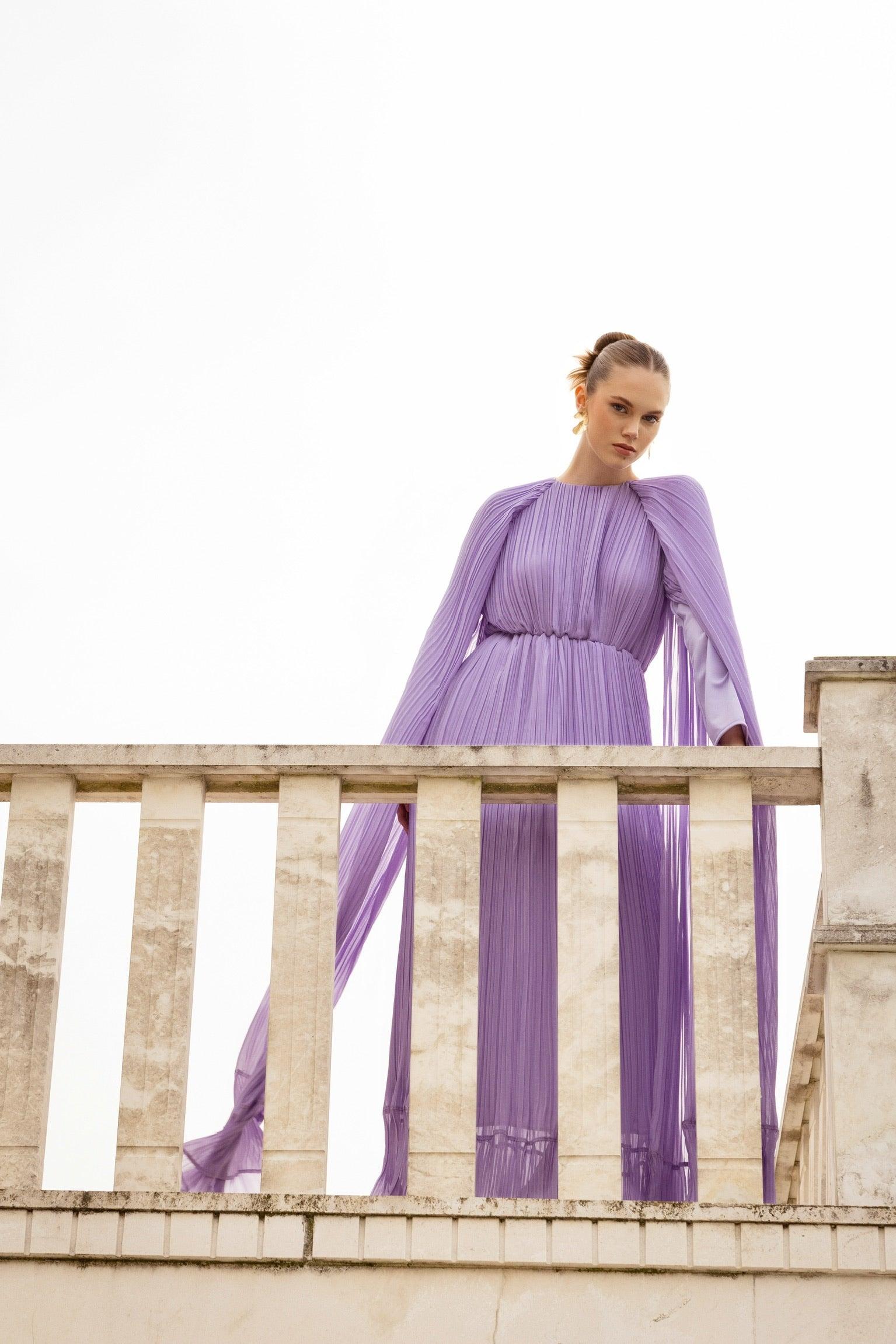 Lauren Lavanta Pelerinli Abiye Elbise - MyRentalDress