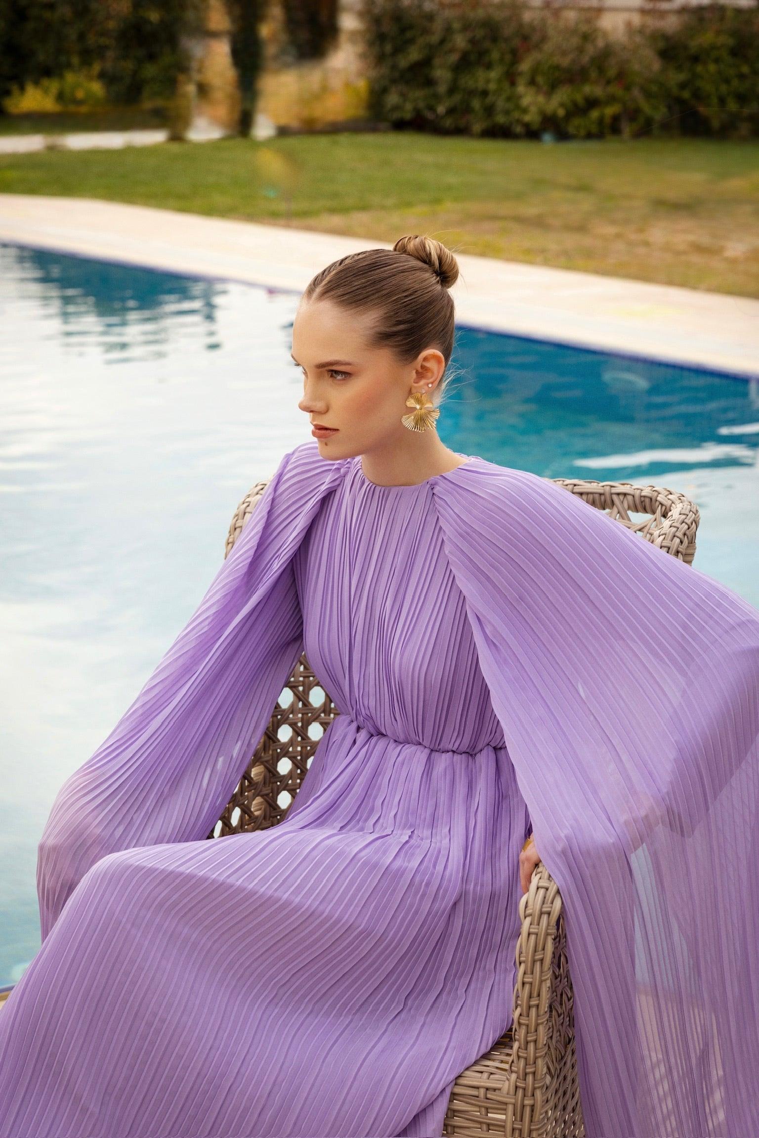 Lauren Lavanta Pelerinli Abiye Elbise - MyRentalDress