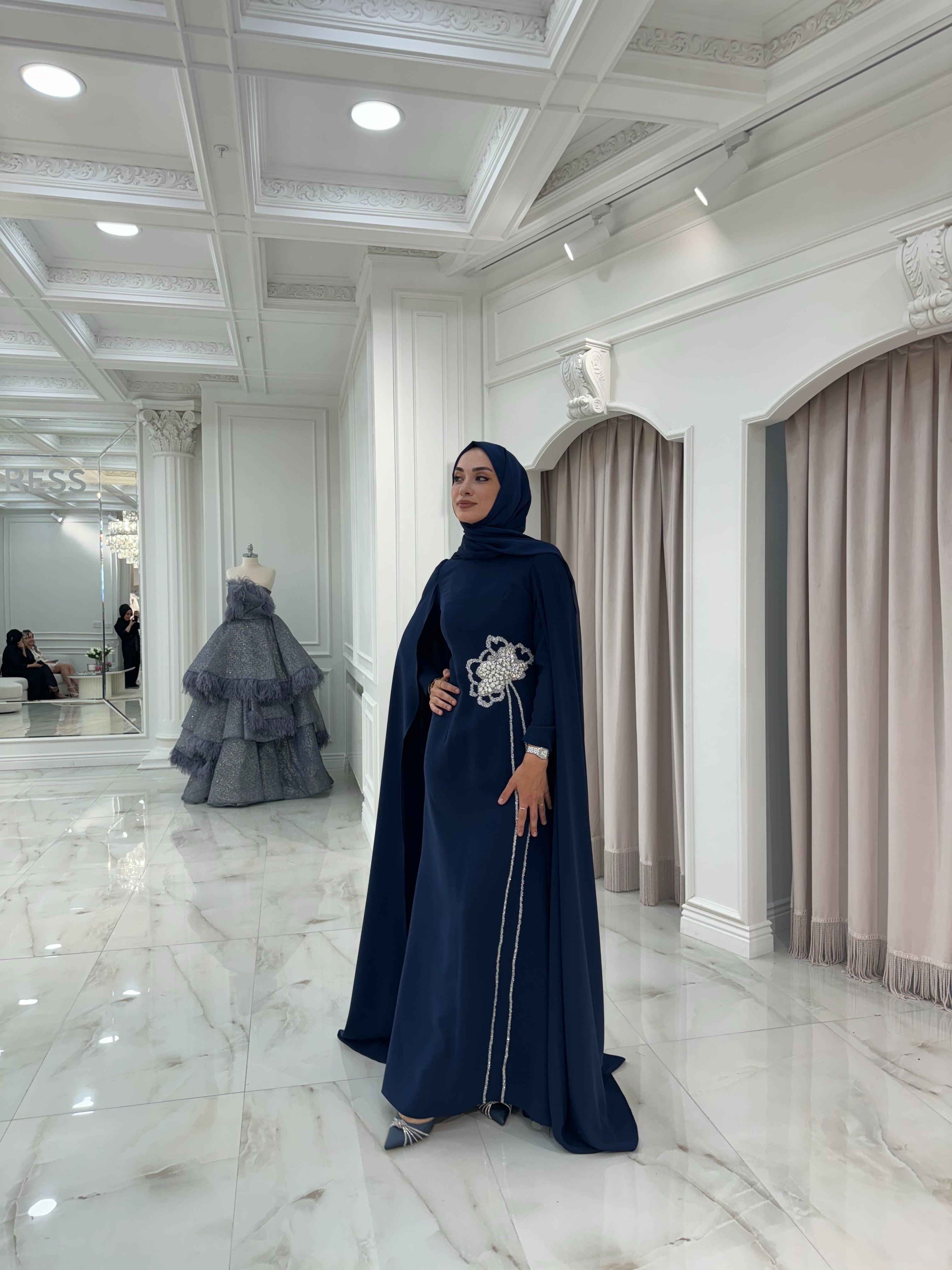 Pandora Lacivert Çiçek İşlemeli Elbise - MyRentalDress