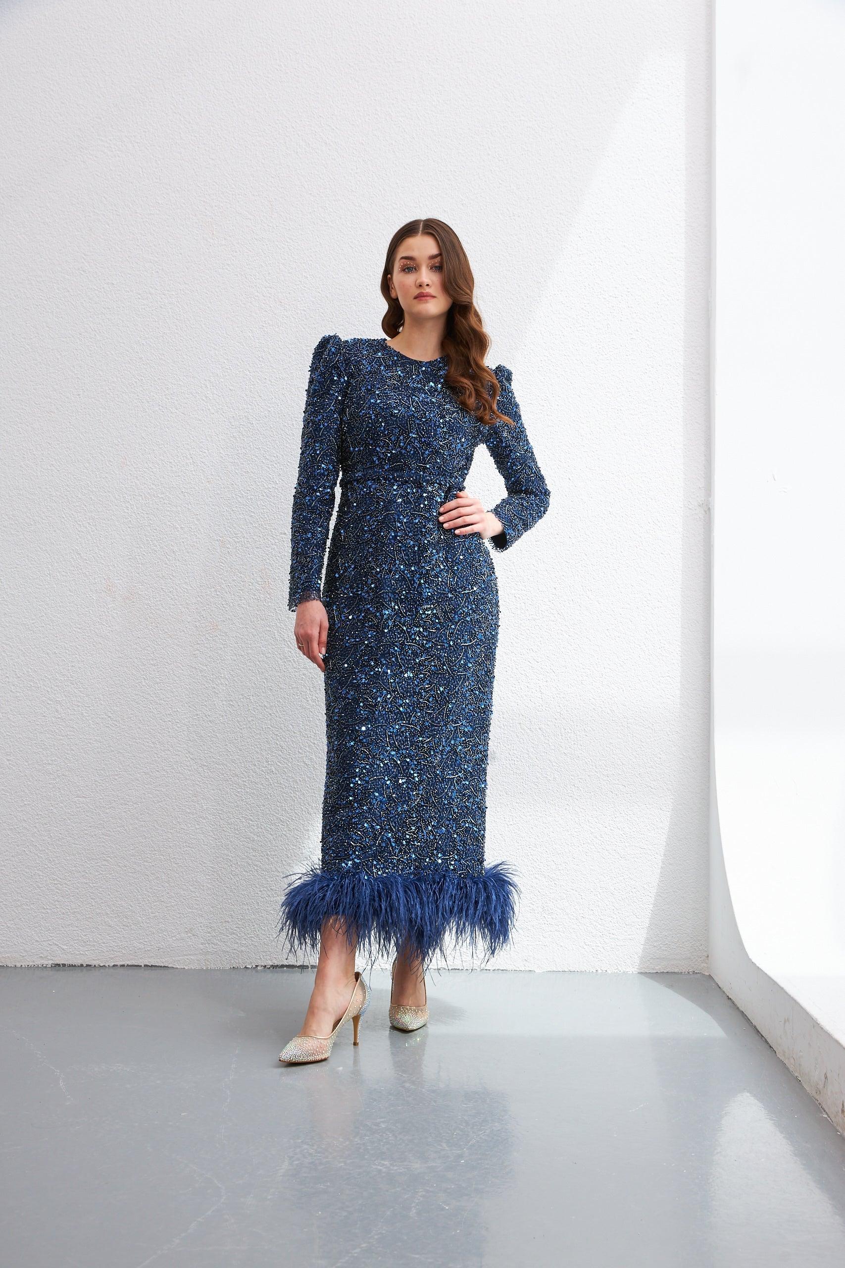 Alessa Lacivert Kalem Elbise - MyRentalDress