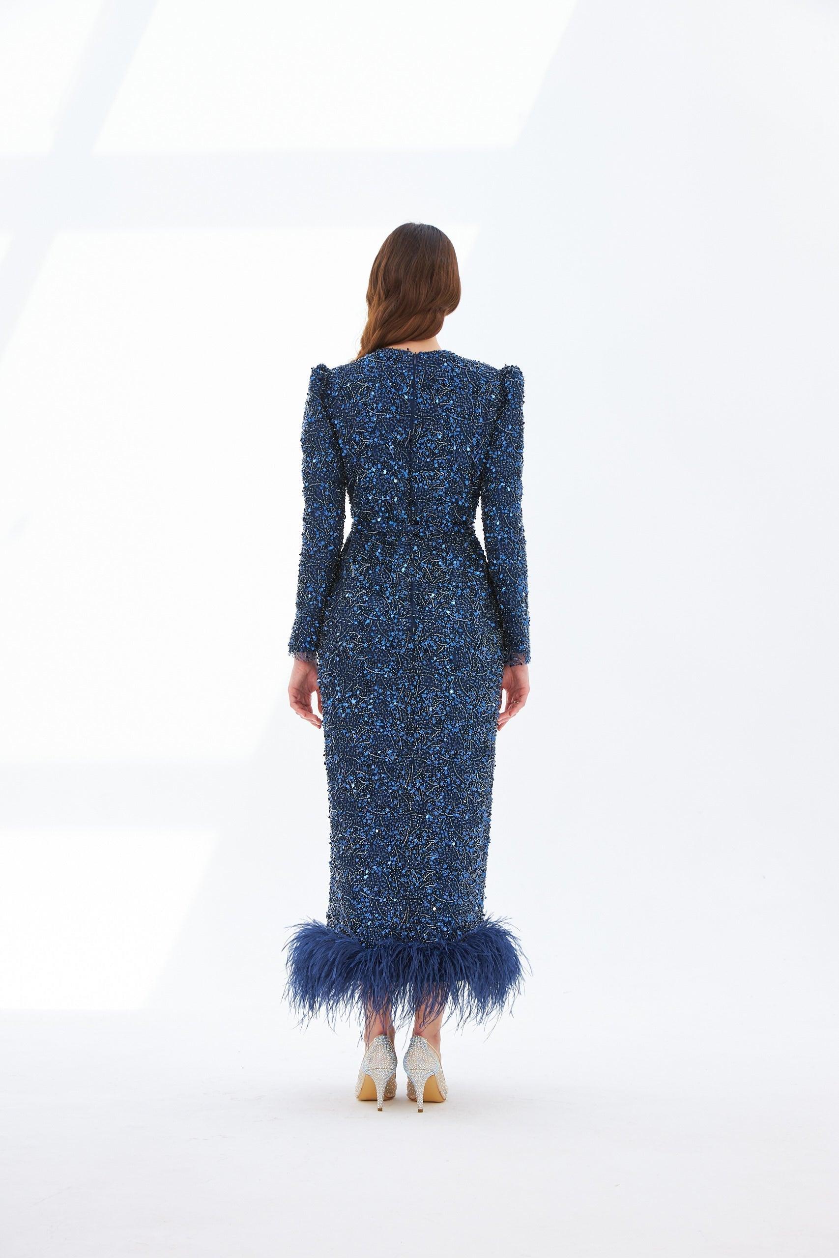Alessa Lacivert Kalem Elbise - MyRentalDress