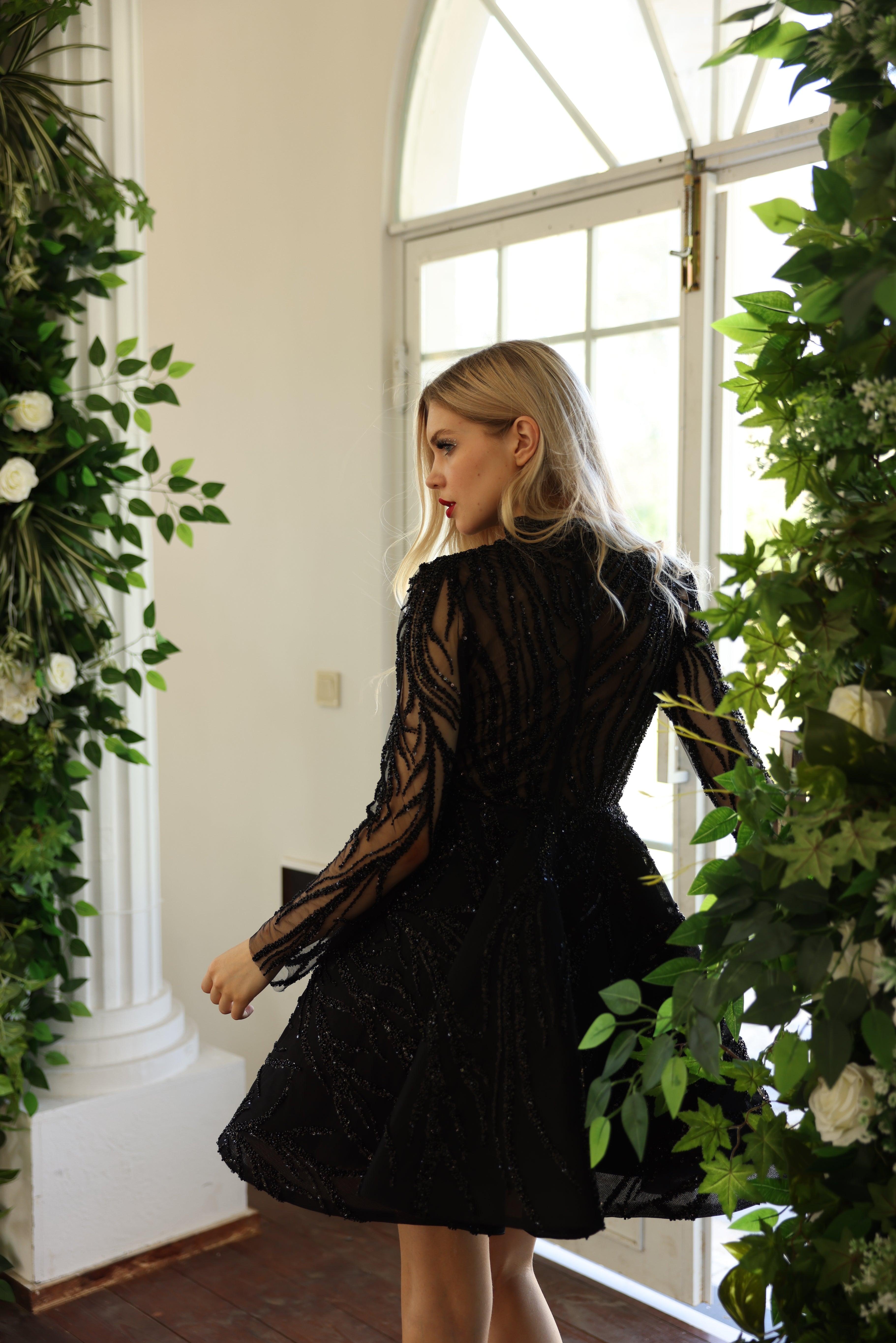 Alex Siyah Mini Elbise - MyRentalDress