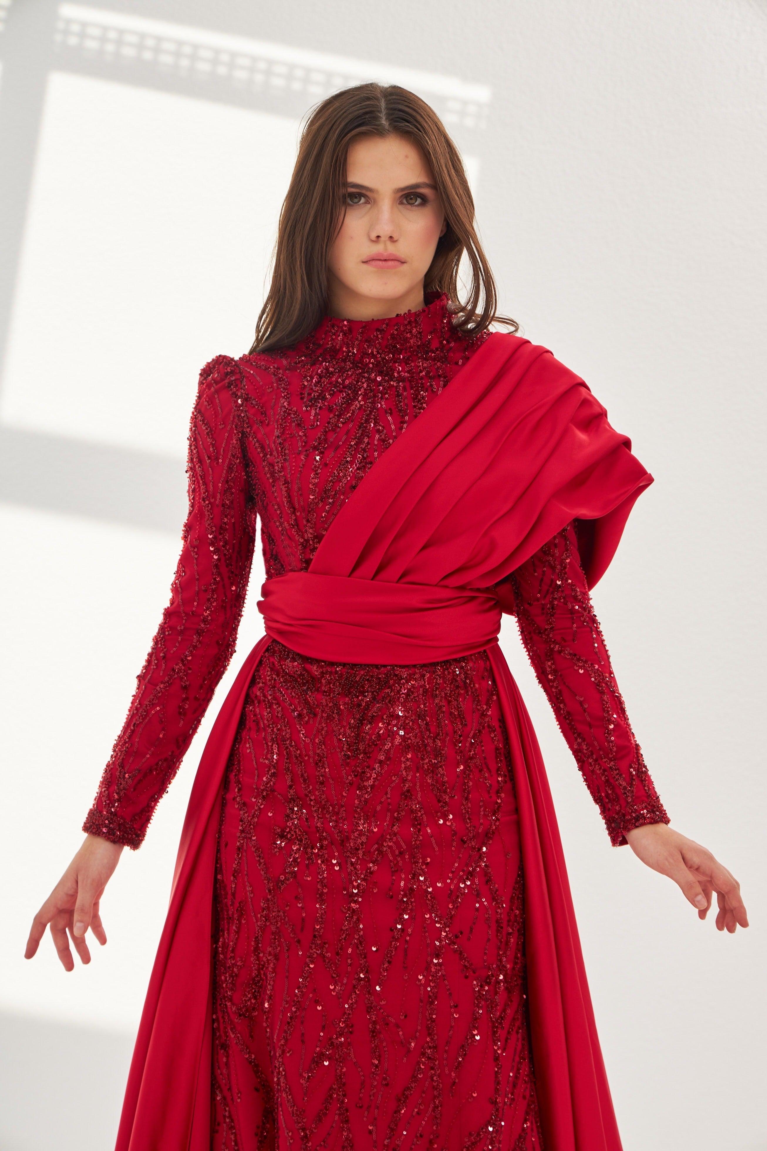 Andrea Omuz Detaylı Elbise - MyRentalDress