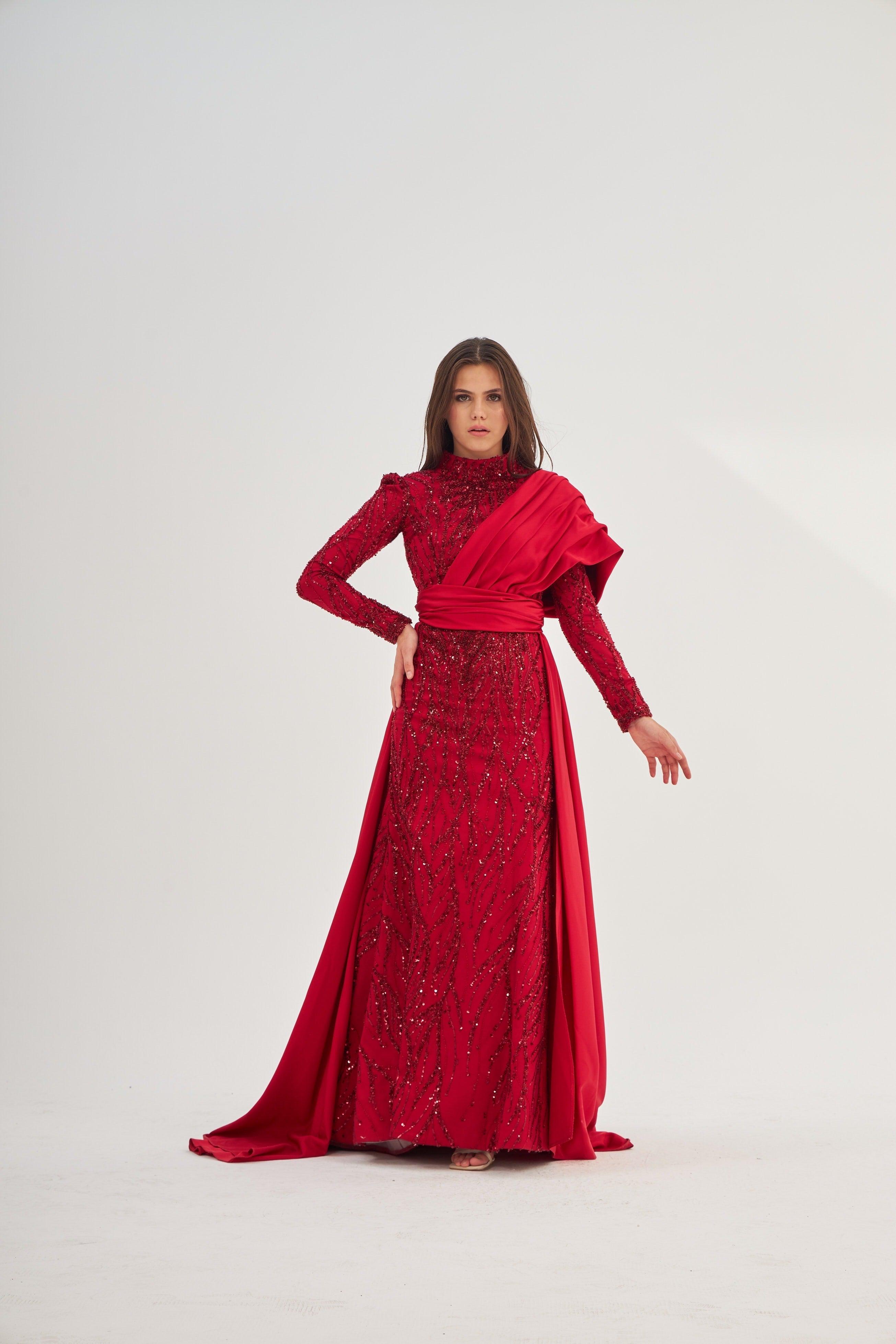 Andrea Omuz Detaylı Elbise - MyRentalDress