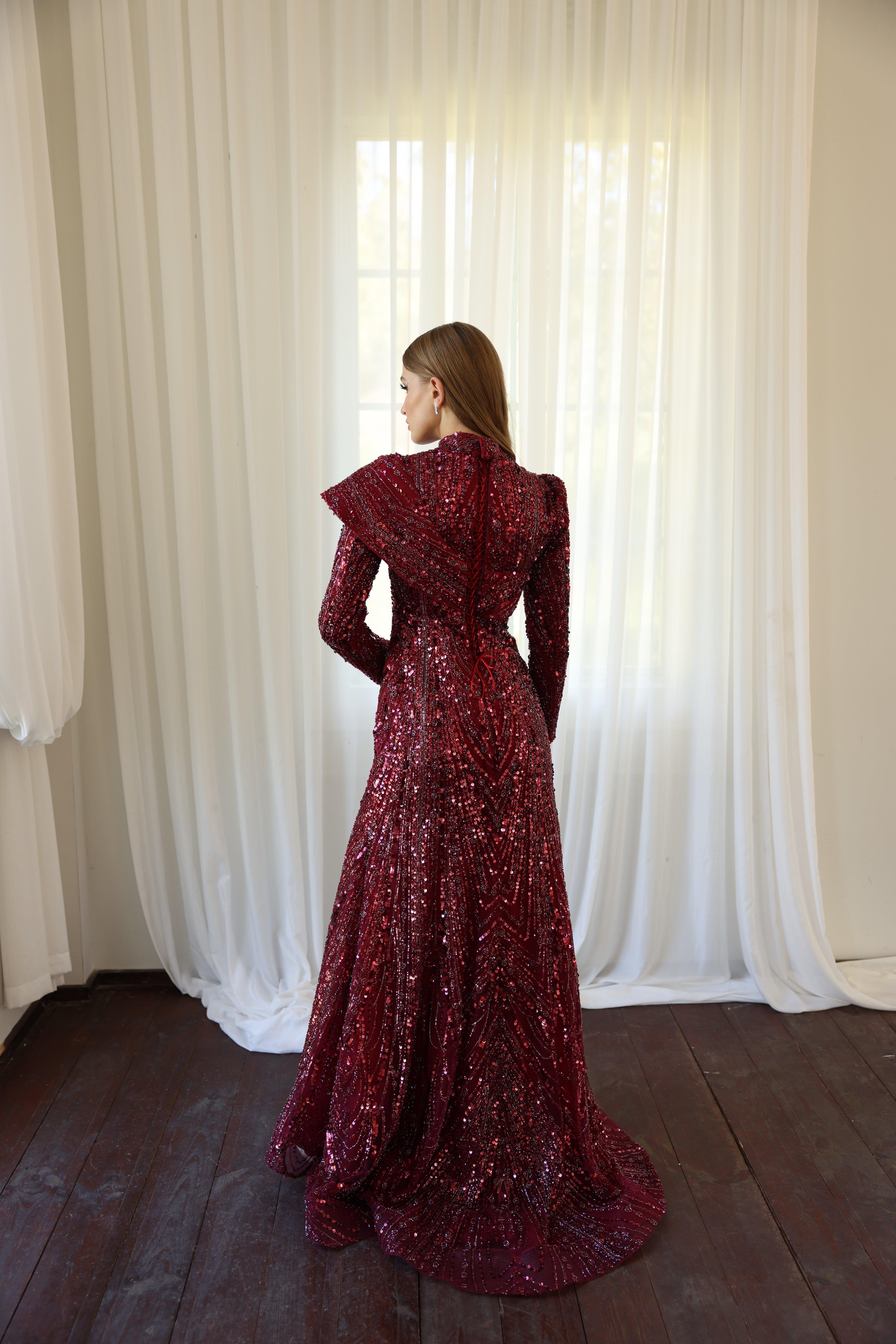 Avin Bordo Kuyruklu Elbise - MyRentalDress