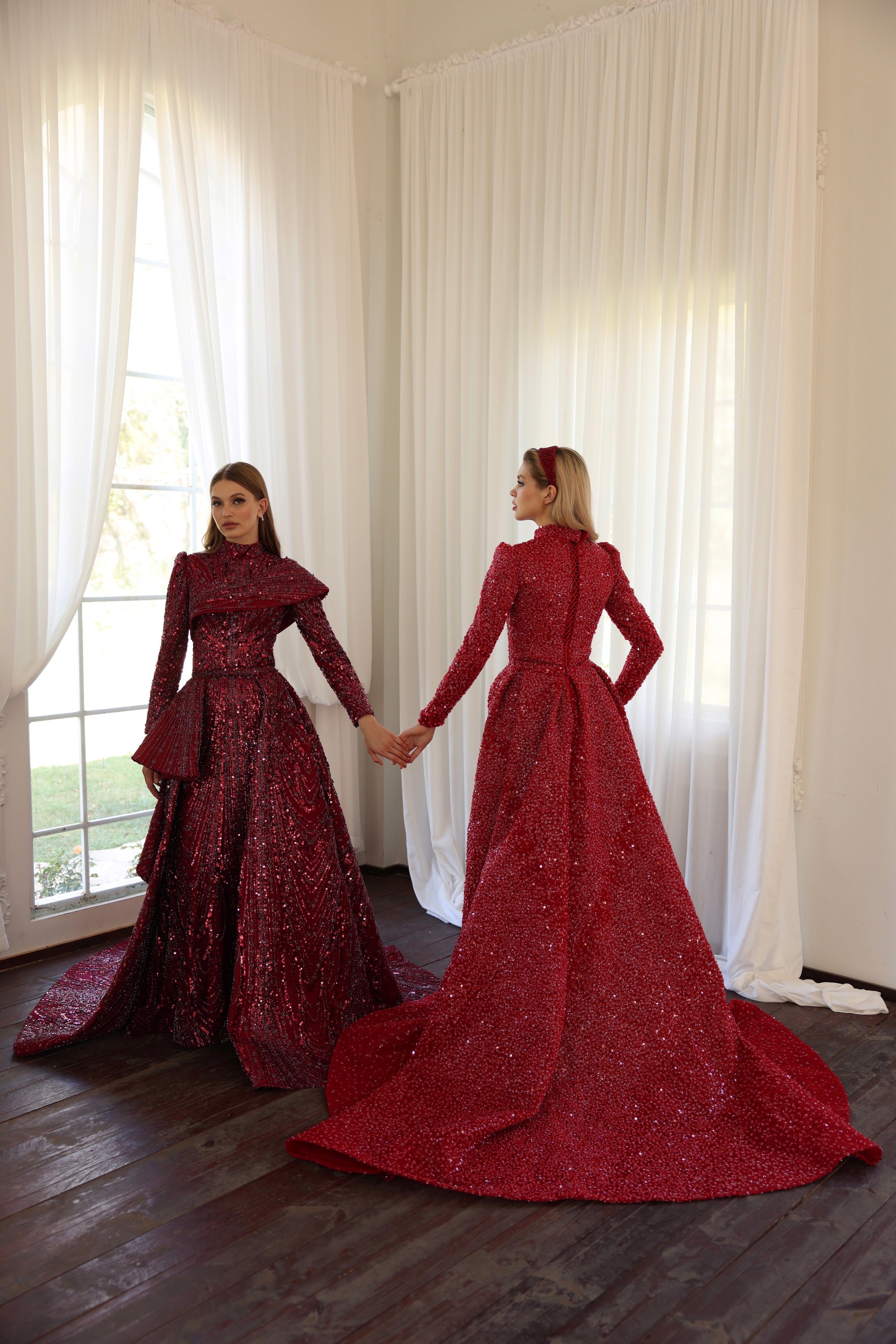 Avin Bordo Kuyruklu Elbise - MyRentalDress