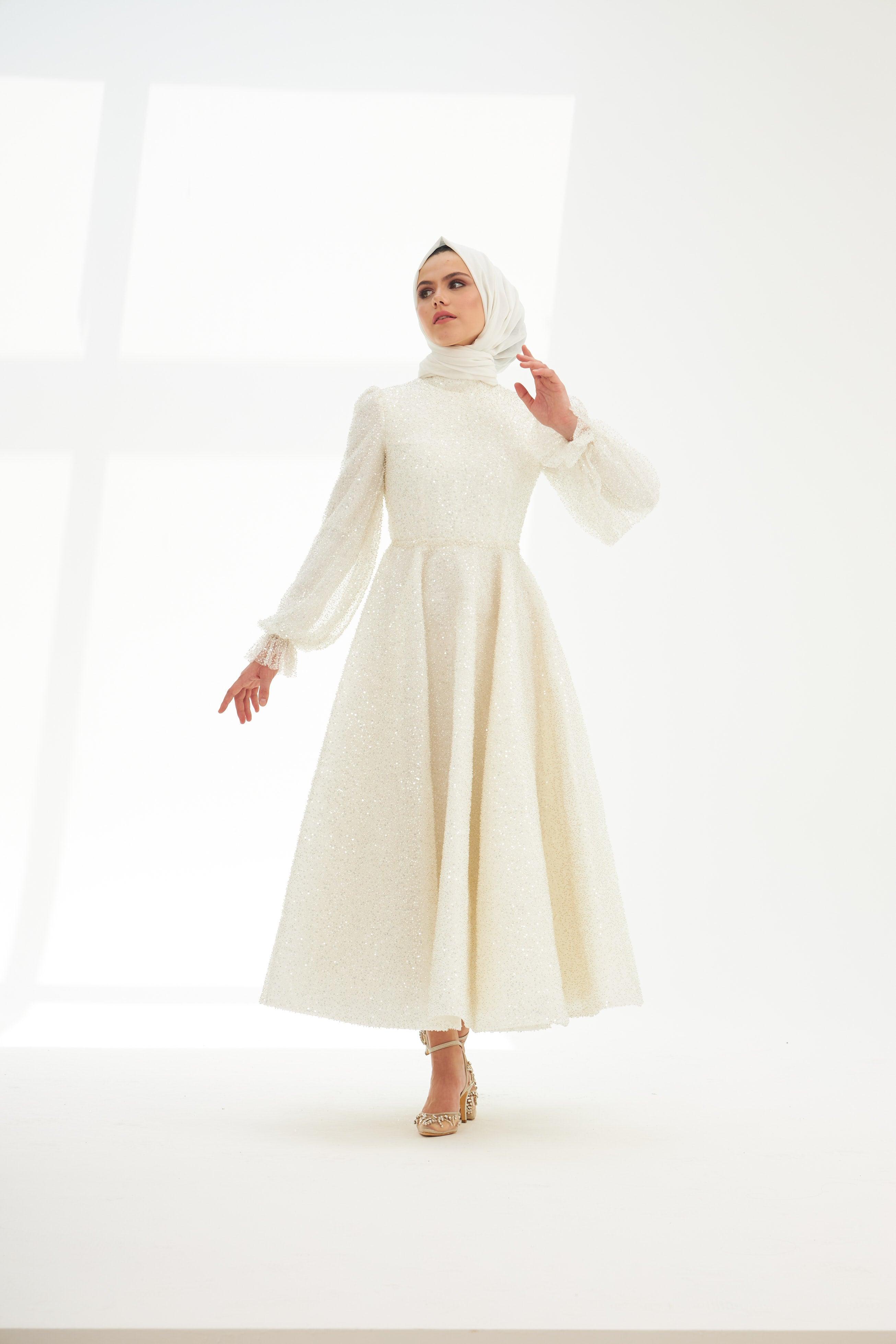 Eva Beyaz Midi Boy Elbise - MyRentalDress