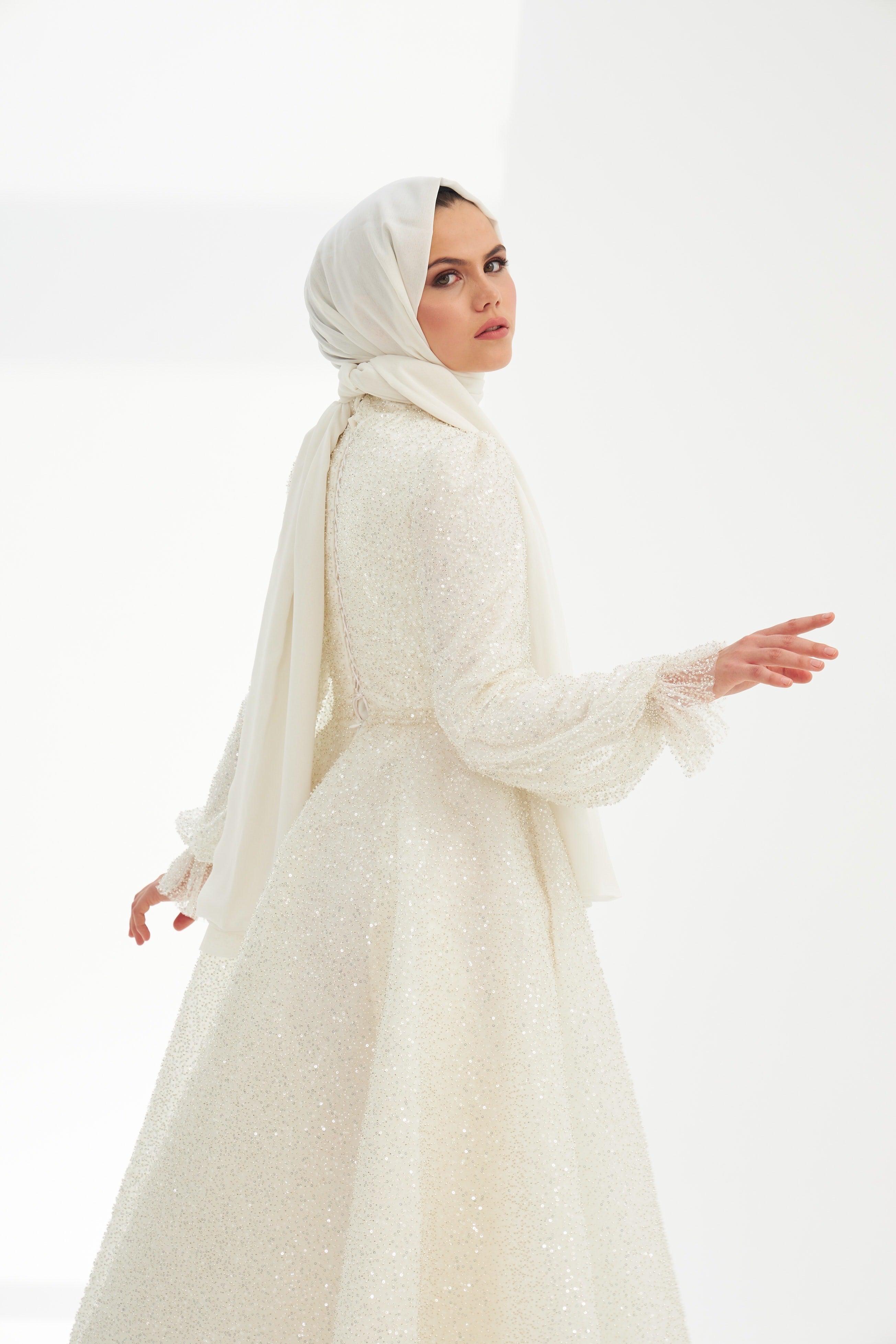 Eva Beyaz Midi Boy Elbise - MyRentalDress