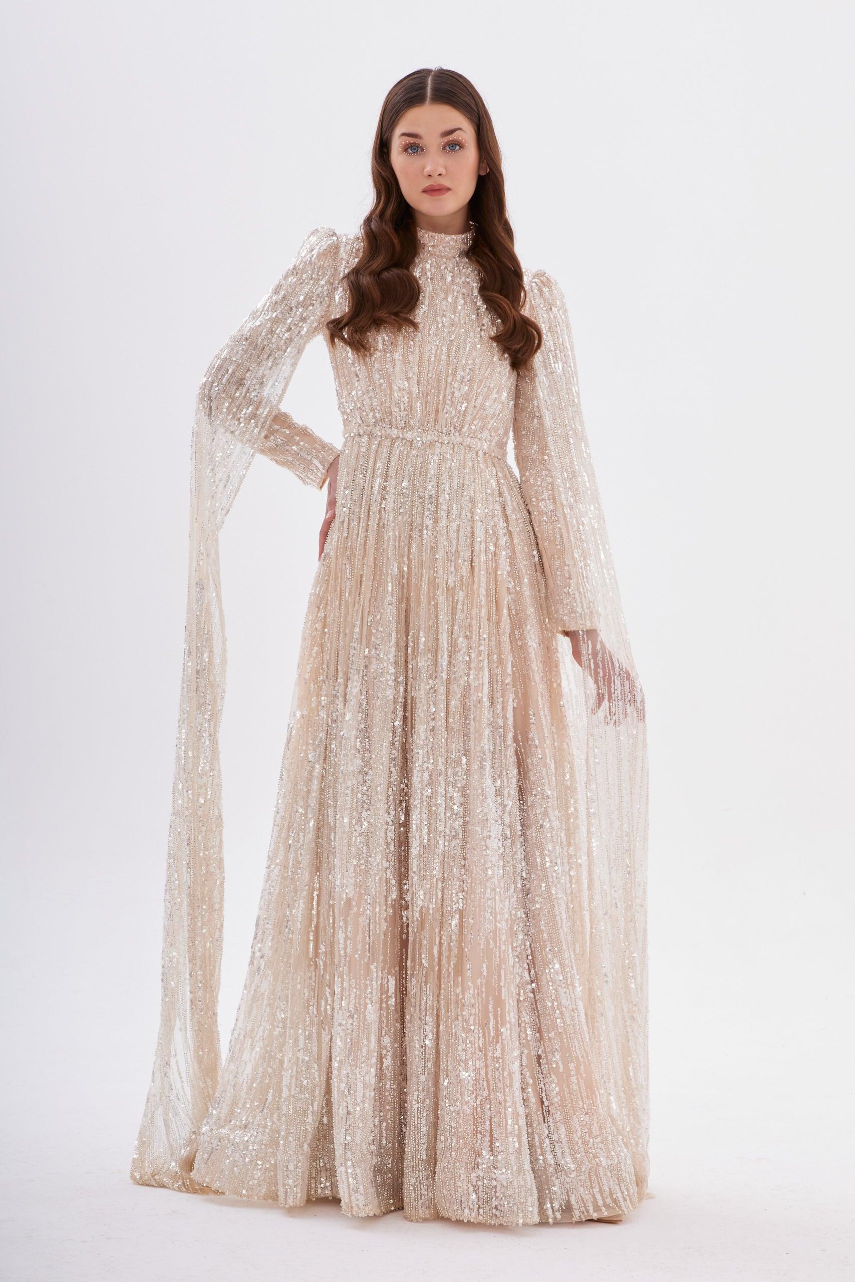 Light Özel Dikim Pelerinli Elbise - MyRentalDress