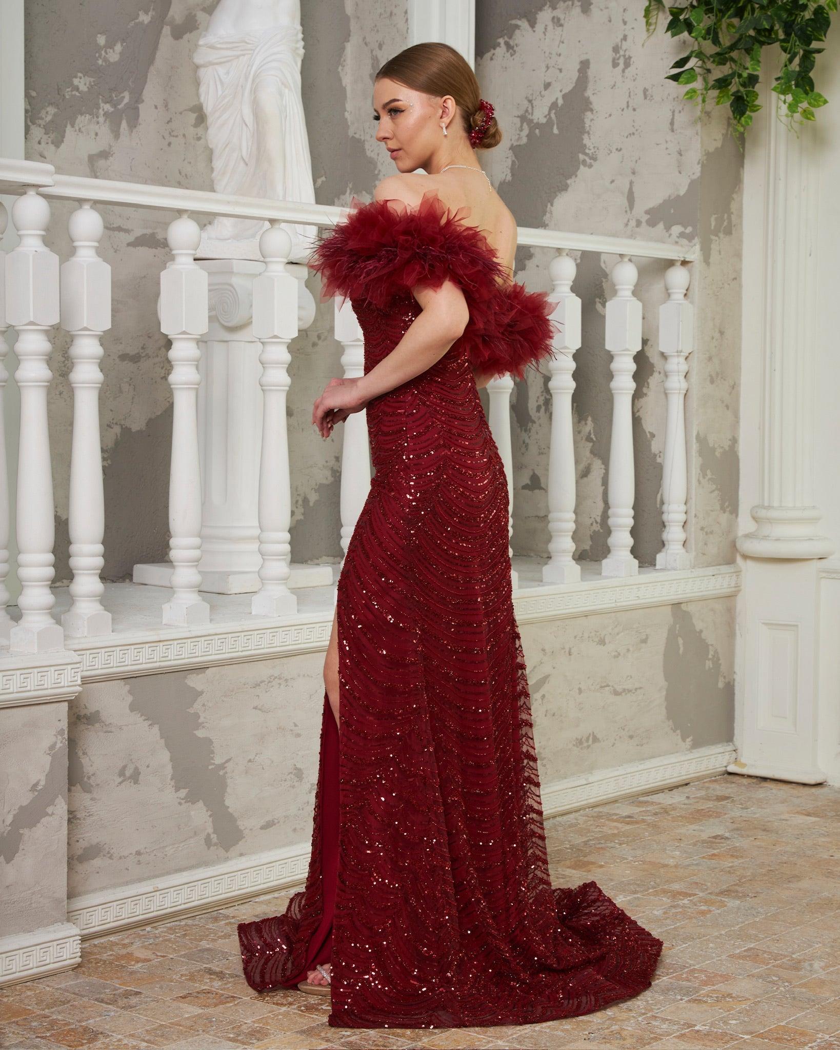 Lotus Düşük Omuz Elbise - MyRentalDress