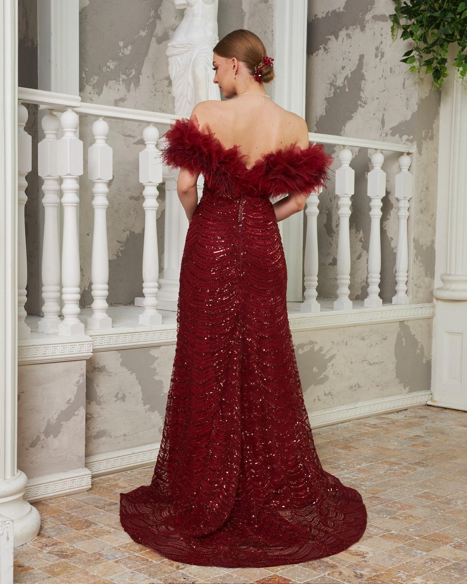 Lotus Düşük Omuz Elbise - MyRentalDress